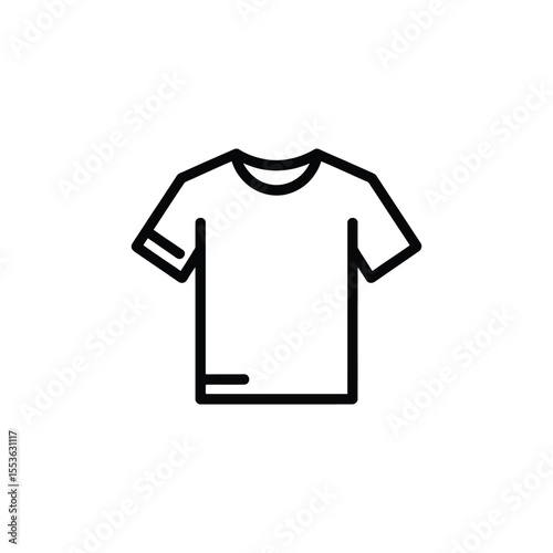 Simple black outline icon of a short sleeve t shirt on a white background