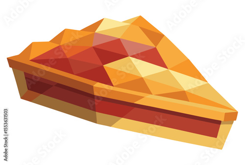 Pie Slice Low Poly Vector Illustration, Geometric Polygonal Style Clipart Icon Design