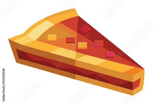 Low Poly Pie Slice Vector Art, Polygonal Geometric Clipart Illustration