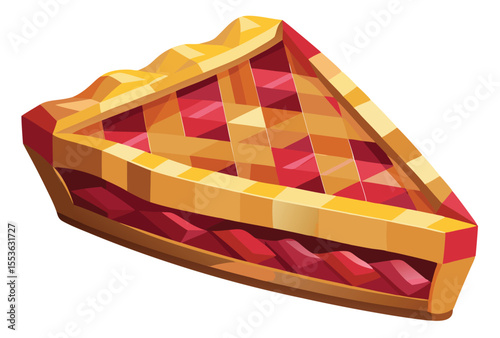 Pie Slice Low Poly Vector Illustration, Geometric Polygonal Style Clipart Icon Design