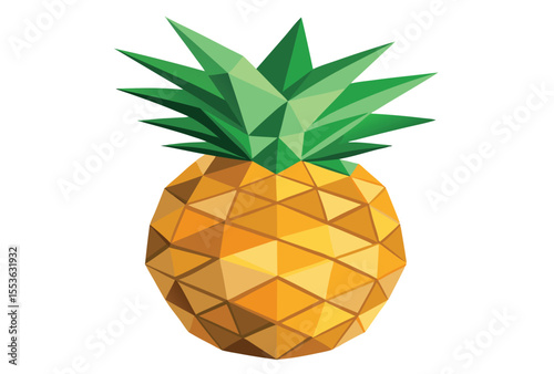 Low Poly Pineapple Vector Art, Polygonal Fruit Icon, Geometric Style