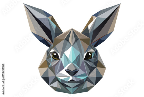 Low Poly Rabbit Head Vector, Polygonal Geometric Animal Icon