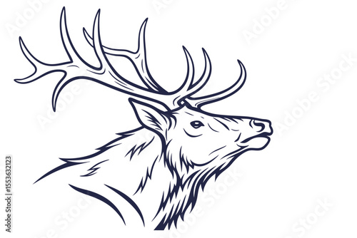 Majestic black and white deer with magnificent antlers poses elegantly, exuding woodland charm