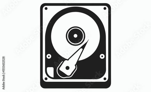 hard drive icon, storage device vector, disk symbol graphic, external memory illustration, black white design
