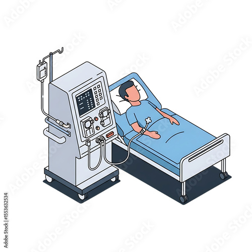 Dialysis treatment icon showing renal care equipment.