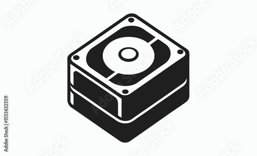 hard drive icon, storage device vector, disk symbol graphic, external memory illustration, black white design
