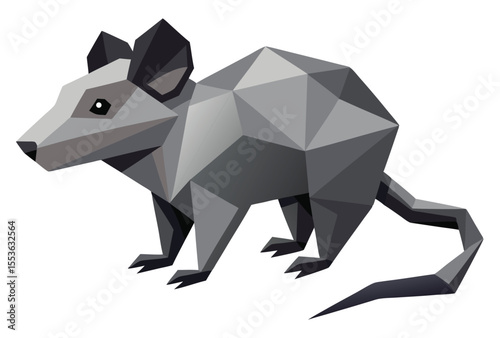 Low Poly Rat Vector Illustration Geometric Style Polygonal Animal Icon Art