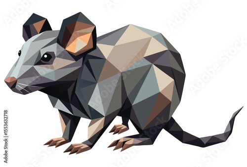 Polygonal Rat Low Poly Vector Design Geometric Style Animal Icon Illustration