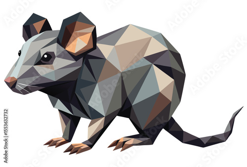 Low Poly Rat Vector Illustration Geometric Style Polygonal Animal Icon Art