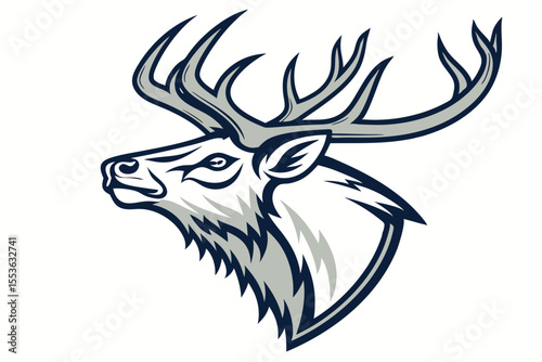 Gradient color illuminates a stylized moose silhouette against a clean white backdrop, enhancing minimalist appeal