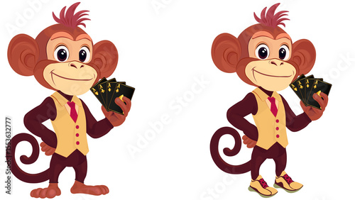 Funny monkey card player