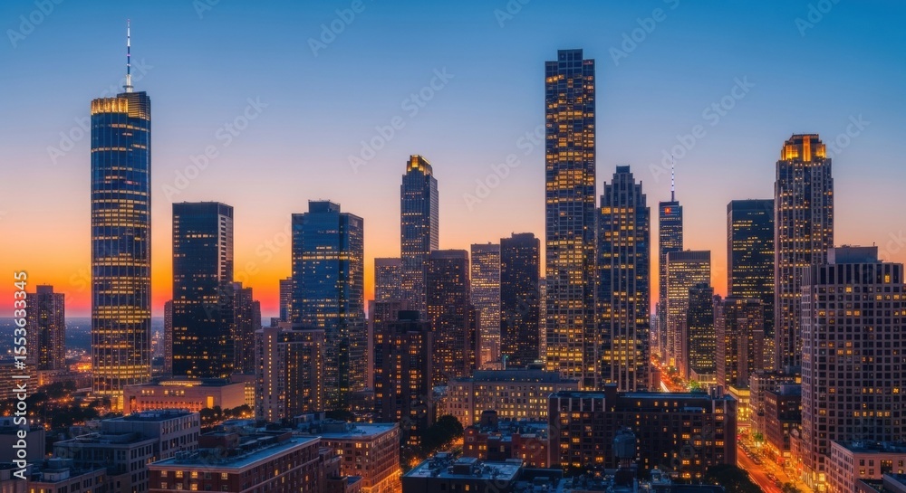 Obraz premium Vibrant skyline of atlanta at sunset featuring iconic skyscrapers and illuminated cityscape