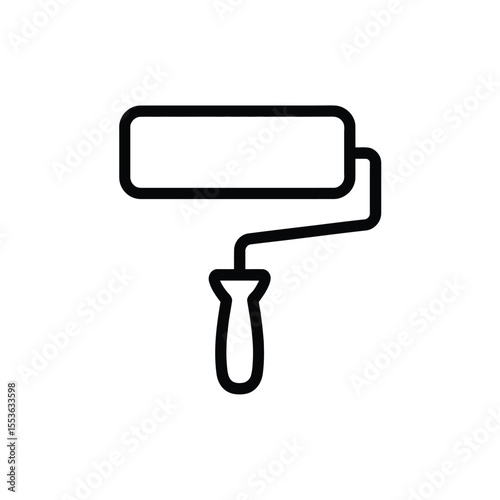 Simple black line art icon of a paint roller on a white background
