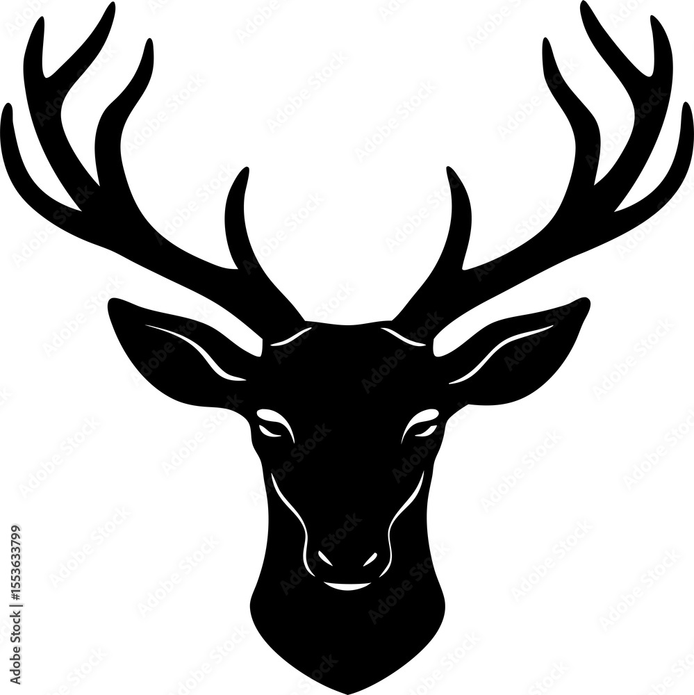 Naklejka premium A deer head silhouette vector on transparent background