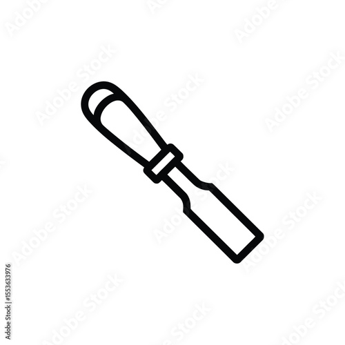 Simple black line drawing icon of a woodworking chisel on a white background