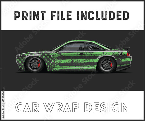 Green and Black Car Wrap Design with Print File Included