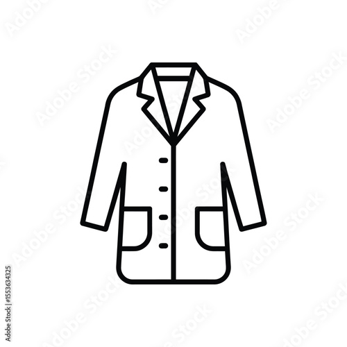 Simple black and white line art icon of a doctor s lab coat