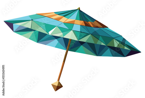 Low poly umbrella vector elements, polygonal umbrella icon illustration clipart.