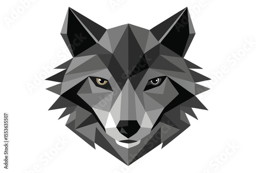 wolf head low poly vector elements, geometric wolf head clipart illustration.