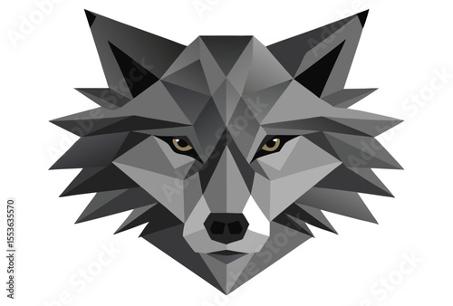 wolf head low poly vector elements, geometric wolf head clipart illustration.