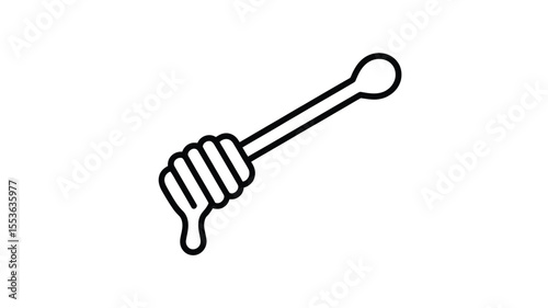 Simple black line drawing of a honey dipper with dripping honey