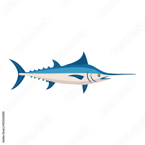 Illustration of blue marlin isolated on white background