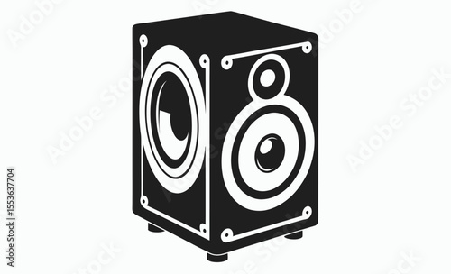 subwoofer icon, speaker system symbol, audio equipment vector, bass sound graphic, black white illustration