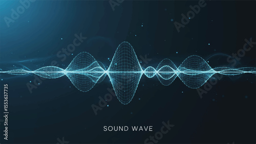 Sound Wave: A mesmerizing visual representation of a sound wave, pulsating with dynamic energy against a dark backdrop, creating a sense of rhythm and frequency.