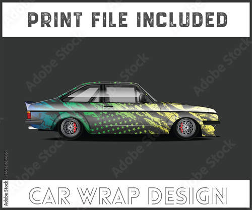 Colorful Car Wrap Design with Print File Included