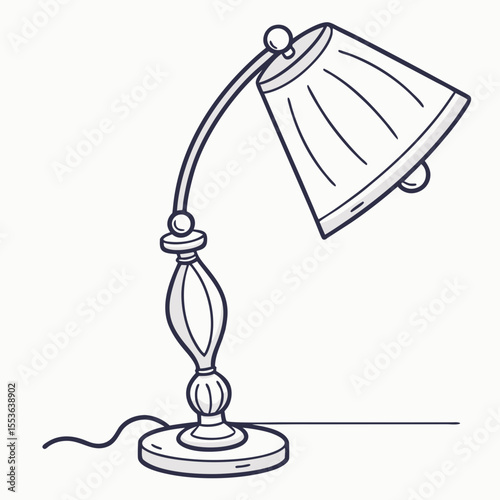 Vintage table lamp icon in elegant outline