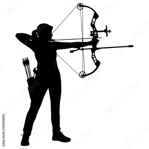 Silhouette of a woman with a bow and arrow