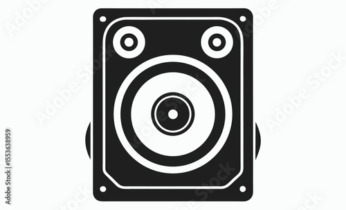 subwoofer icon, speaker system symbol, audio equipment vector, bass sound graphic, black white illustration