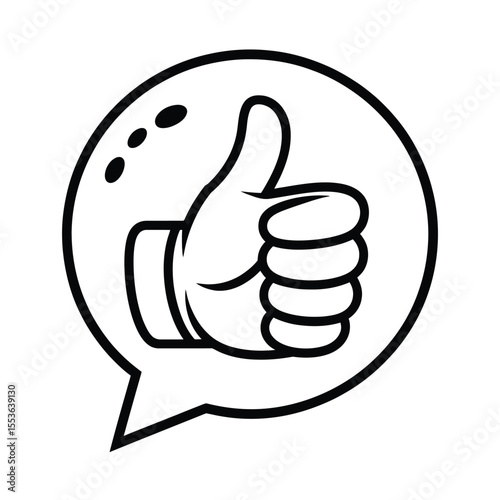 Cartoon hand giving a thumbs up in a speech bubble