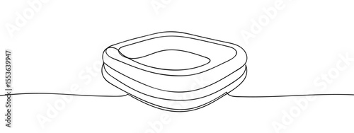 Continuous line inflatable pool Minimal hand drawn line vector cut out background editable stroke.