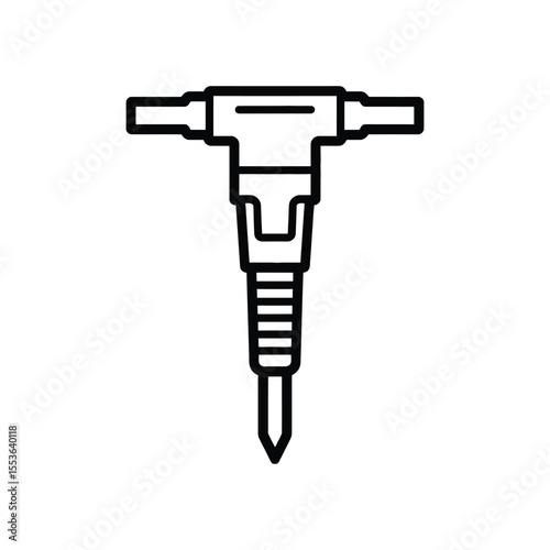 Simple outline icon of a jackhammer tool for construction and demolition work