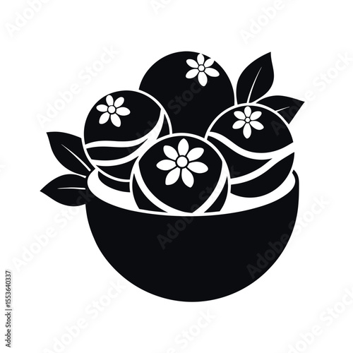Black Silhouette Floral Bath Bombs Vector