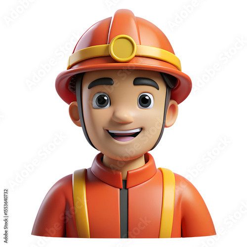 3D cartoon fireman 