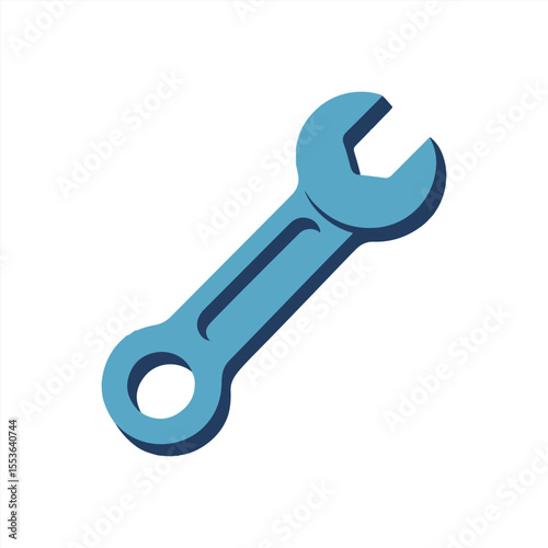 Blue Wrench Icon – Flat Design Maintenance Tool