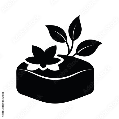 Flower Infused Soap Silhouette Vector in Black