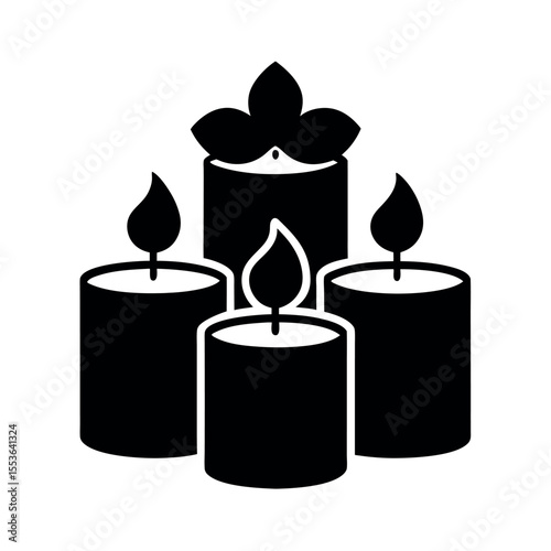 Flower Scented Candles Black Vector Silhouette