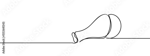 Continuous line, chicken leg, cooking Minimal hand drawn line vector cut out background editable stroke.