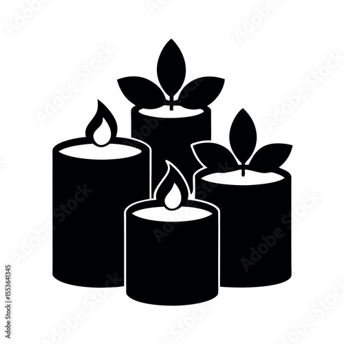 Black Silhouette Vector Flower Scented Candles