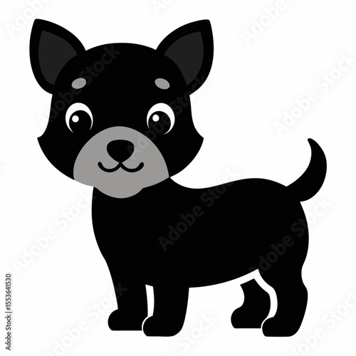 new dog baby carton black color silhouette line art vector icon on white background