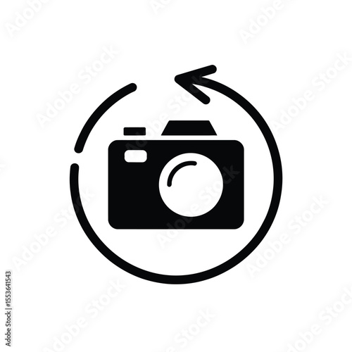 Black camera icon with a circular arrow indicating refresh or rotate function