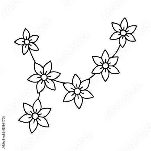 Outline of Dried Flowers Arrangement Line Art