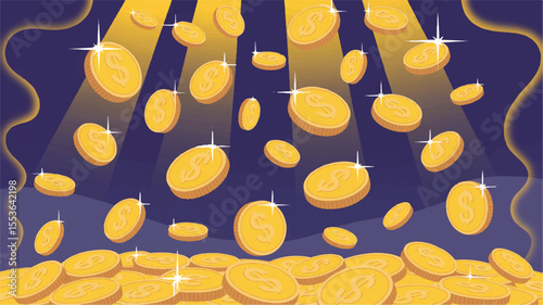 Falling Gold Coins Wealth, Abundance, and Prosperity Illustration