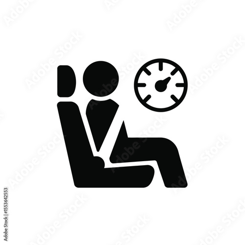 Icon of a person in a car seat with a seatbelt and a speedometer