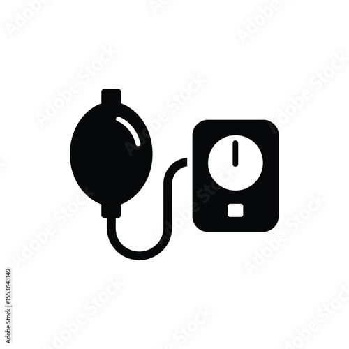 Black silhouette icon of a blood pressure monitor with a bulb and gauge