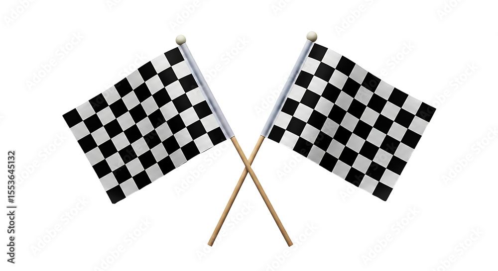 Fototapeta premium Crossed Checkered Flags on White Transparent - A Symbol of Racing and Victory