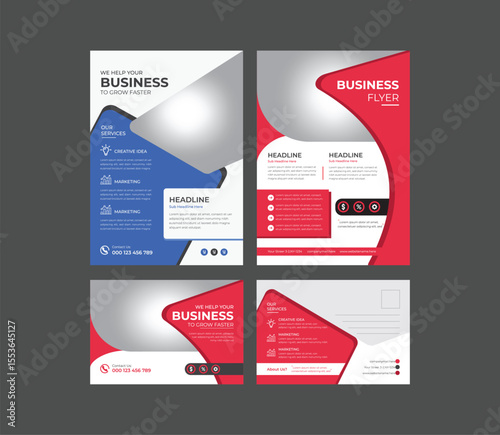 Corporate business flyer template design set, Brochure design, cover modern layout, Corporate postcard design template. amazing and modern postcard design